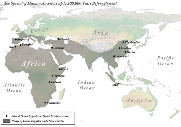 The Spread of Human Ancestors up to 200,000 Years Before Present